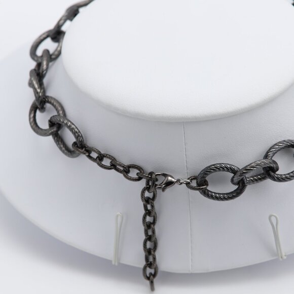 Thick Black chain Choker Necklace Adjustable - Picture 11 of 12